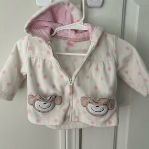 Carter's Pink Polka Dot Baby Hoodie with Monkeys